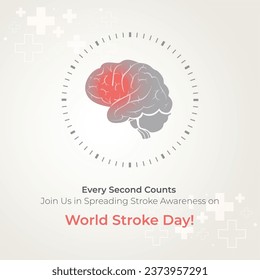 World Stroke Day. Time Act fast, Awareness. Brain. Illness. Disorder