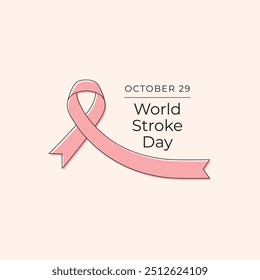 World Stroke Day vector design template good for celebration usage. World Stroke Day design. red ribbon. Continuous line drawing. eps 10.