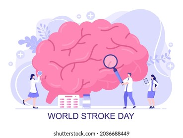 World Stroke Day Vector illustration Commemorated Every October 29 with a Flat Design Style Brain Image and Maintain Health for Background, Poster, Brochure