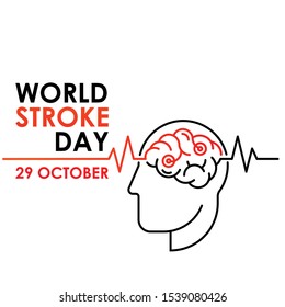 World Stroke Day - Vector logo poster illustration of World Stroke Day on October 29th. Health care awareness campaign. 