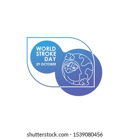 World Stroke Day - Vector logo poster illustration of World Stroke Day on October 29th. Health care awareness campaign. 