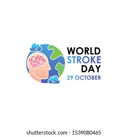 World Stroke Day - Vector logo poster illustration of World Stroke Day on October 29th. Health care awareness campaign. 