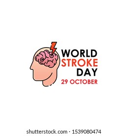 World Stroke Day - Vector logo poster illustration of World Stroke Day on October 29th. Health care awareness campaign. 