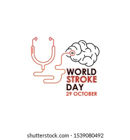 World Stroke Day - Vector logo poster illustration of World Stroke Day on October 29th. Health care awareness campaign. 