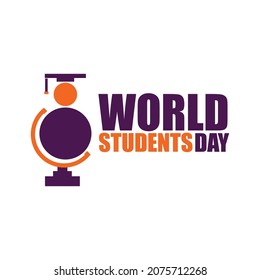 World Student Day concept on white background. globe illustration with text. Vector illustration