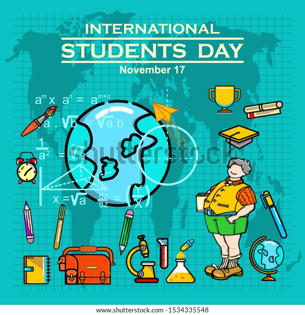 World Student Day Concept Poster Banner Stock Vector (Royalty Free