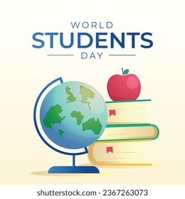 World Students Day design template good for celebration usage. globe book apple pen vector illustration. flat design. vector eps 10.