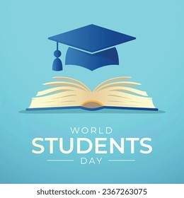 World Students Day design template good for celebration usage. globe book apple pen vector illustration. flat design. vector eps 10.