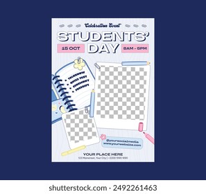 World Students Day Flyer. Happy Teacher's Day background. October 5. world teachers day celebration. vector illustration. Poster, Banner, Flyer, Greeting Card, Template. World Teachers' Day.
