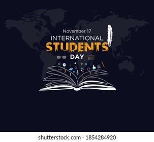 World students day. November 17. concept with book. Vector Illustration.