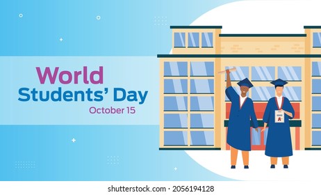 World Students Day october 15 business brochure flyer banner design horizontal template vector, cover presentation abstract, modern publication poster and flag-banner.