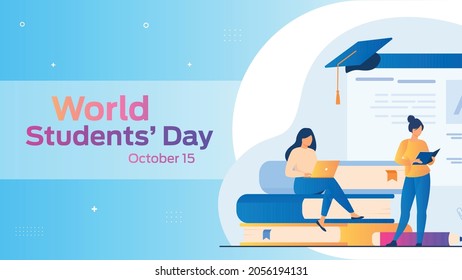 World Students Day october 15 business brochure flyer banner design horizontal template vector, cover presentation abstract, modern publication poster and flag-banner.