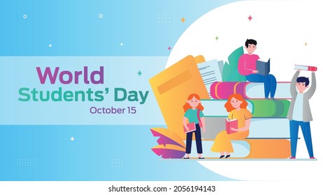 World Students Day October 15 Business Brochure Flyer Banner Design Horizontal Template Vector, Cover Presentation Abstract, Modern Publication Poster And Flag-banner.