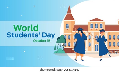 World Students Day october 15 business brochure flyer banner design horizontal template vector, cover presentation abstract, modern publication poster and flag-banner.