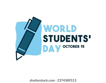 World Students' Day. October 15. Flat design vector. Poster, banner, card, background. Eps 10.