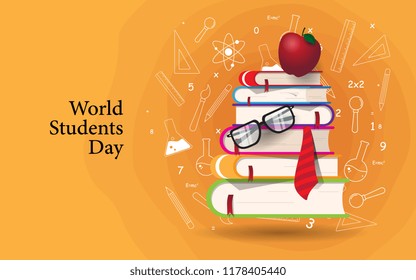 World Students Day With Orange Background