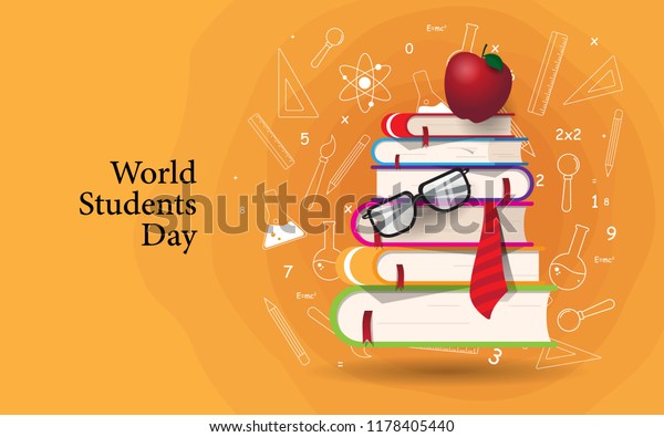 World Students Day Orange Background Stock Vector (Royalty Free) 1178405440