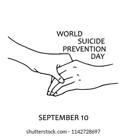 World Suicide Prevention Day, 10th September. Two Holding Hands. Stock Vector Illustration.