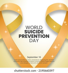 Fondo del día mundial de prevención del suicidio con cintas amarillas de doble gradiente