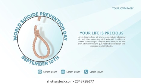 Fondo del Día Mundial de la Prevención del Suicidio con cuerda y luz cortadas