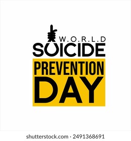 Afiche del Anuncio de fondo del Día Mundial de Prevención del Suicidio con ilustración de la cuerda rota en la letra U en la palabra "Suicidio"