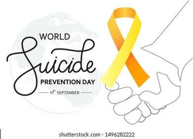 World Suicide Prevention Day concept with awareness ribbon. Dark vector illustration for web and printing.