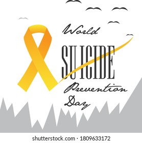 World Suicide Prevention Day Creative with Yellow, Black Color and flying birds