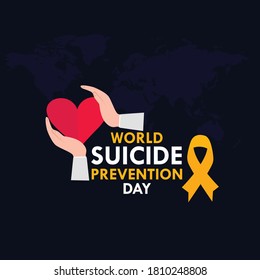 World Suicide Prevention Day, September 10 Concept With Awareness Ribbon. Colorful Vector Illustration.