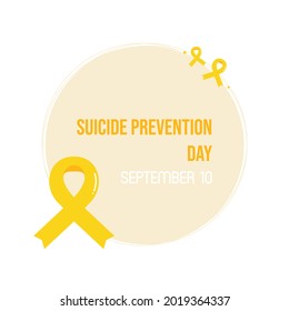World Suicide Prevention Day vector card, illustration with yellow ribbons, emblem of suicide prevention awareness. September 10.
