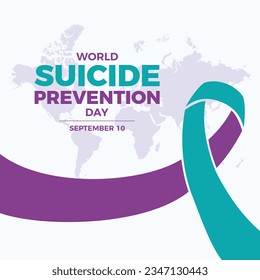 World Suicide Prevention Day vector illustration. Purple and teal awareness ribbon icon vector. Mental health symbol. September 10 each year. Important day