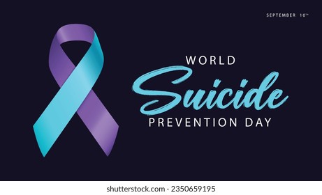 World suicide prevention day. Vector illustration of blue combination purple ribbon. September 10th. Suitable for banners, web, greeting cards, social media, backdrops etc