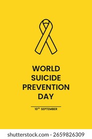 Welttag der Suizidprävention, Vektor mit gelbem Band. Bewusstsein für psychische Gesundheit, 10. September. 