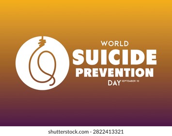 World Suicide Prevention Day Vector Illustration with Rope and Typography, Mental Health Awareness Banner. September 10. Eps 10.