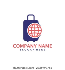 World Suitcase logo design vector. Suitcase logo design template concept