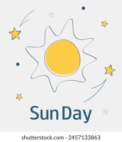 World Sun Day. May 3. Sunny day poster with sun and stars. Banner, greeting cards, flyer. 