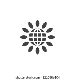 World sun vector icon. filled flat sign for mobile concept and web design. Eco globe sun simple solid icon. Solar energy symbol, logo illustration. Pixel perfect vector graphics