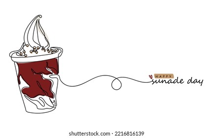 World sundae day in november. Desserts. Sweets. Guilty eating. Ice cream scoops and whipped cream. Syrup and toppings sprinkled. American desserts. Pieces of nuts and sweet sauce.