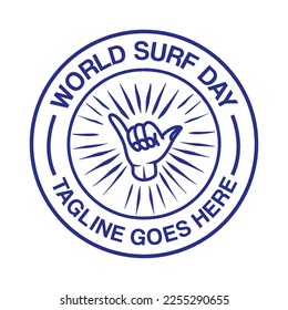 World Surf Day Logo Summer Ocean Vintage Emblem Vector Design badge illustration Symbol Icon