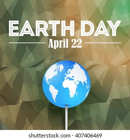 World Symbol and Earth Day Concept April 22 Polygonal Background