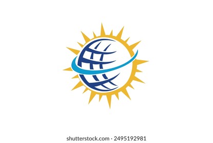 logo del Vector del símbolo del mundo, logotipo del sol del navegador de la calidad superior del icono del control de calidad