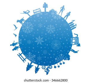 world symbols christmas icon with snow