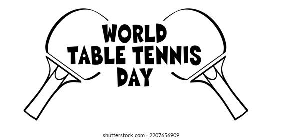 World table tennis day. Cartoon ping pong on the table. Vector table tennis bat. Sports symbol or logo. Rackets and ball emblem. Table tennis paddle icon. pingpong sports.