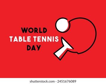 World Table Tennis Day. Red background. Flat design vector. Eps 10.