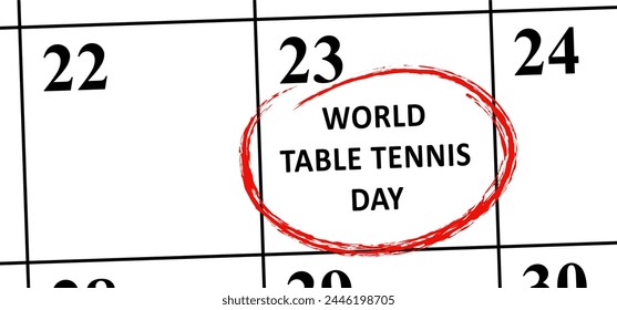 World table tennis day, WTT. Table tennis and paddle icon. Pingpong spots. Ping pong and bat and ball game. Ping pong rackets and balls. 23 april. Tennis racket. Ping pong ball with paddle.