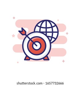 World Target Vektorillustration Illustrator mit farbigem Hintergrund. 