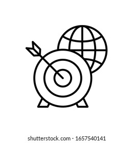 World Target Vektorillustration Outline Illustration. Symbol für Wachstum und Investitionen in Unternehmen. EPS10-Datei 