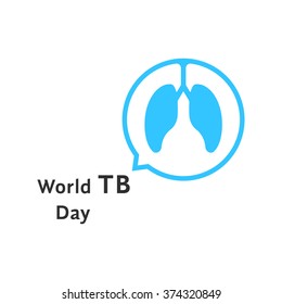 world tb day with blue speech bubble. concept of discuss problem, issue, bronchial asthma, first aid, analysis. isolated on white background. flat style trend modern logo design vector illustration