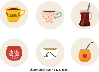 world tea cup vector icon 