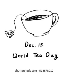 World Tea Day December 15th hand drawn sketch vector illustration