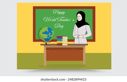 WORLD TEACHER DAY BANNER INCLUDING FEMALE TEACHERS